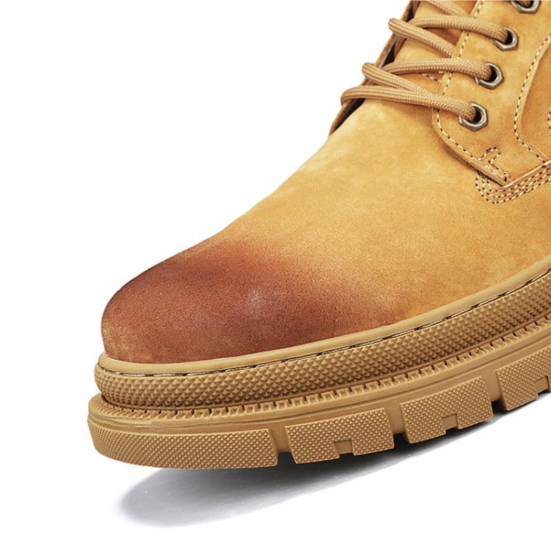 Mens Leather Casual Shoes New Retro Thick Sole Wear-resistant Comfortable Lace Up Flat Sneakers Outdoor Male Walking Shoes