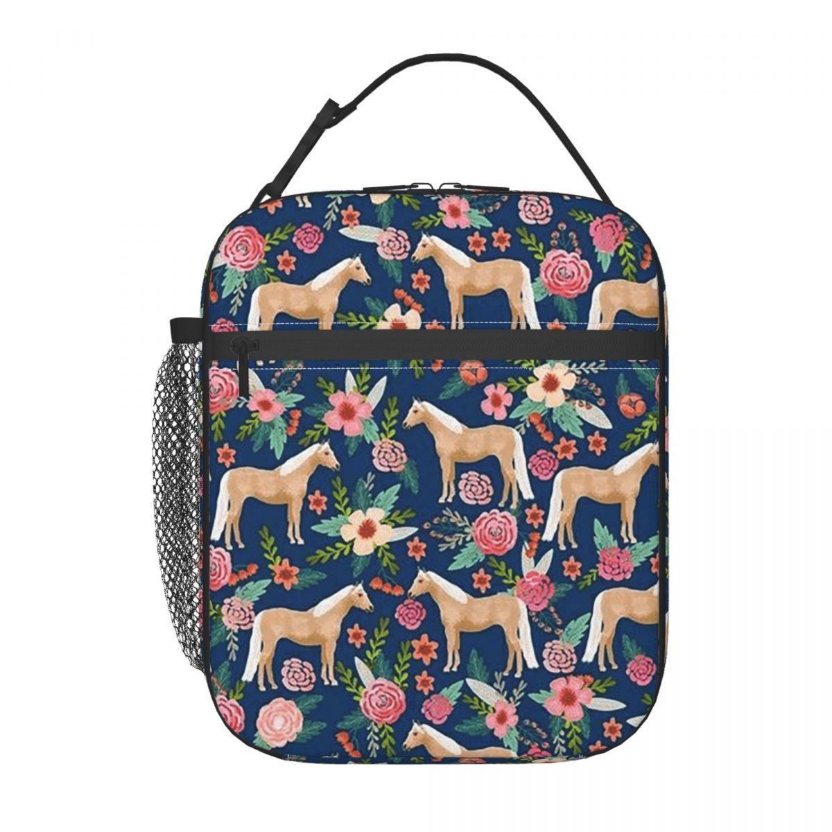 

Fresh Flower Wild Horse Pattern Insulated Lunch Bag for Kids School Cooler Thermal Food Box Tote Leakproof Lunch Boxes Container One Size