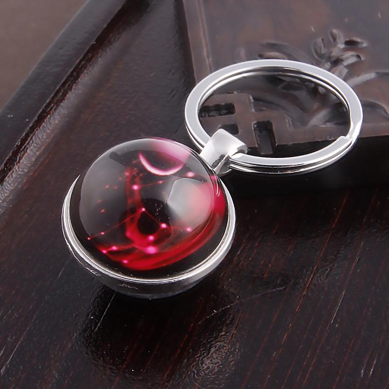 Luminous Scorpio Virgo Crystal Keychain: Double-Sided Glass Pendant Metal Keyring