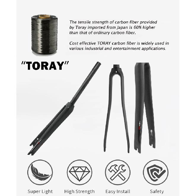 Ullicyc New 700x25~28C Carbon Fiber Quick Release V Brake Front Fork Road Bike Front Fork Bicycle Front Fork Bicycle Parts QC690