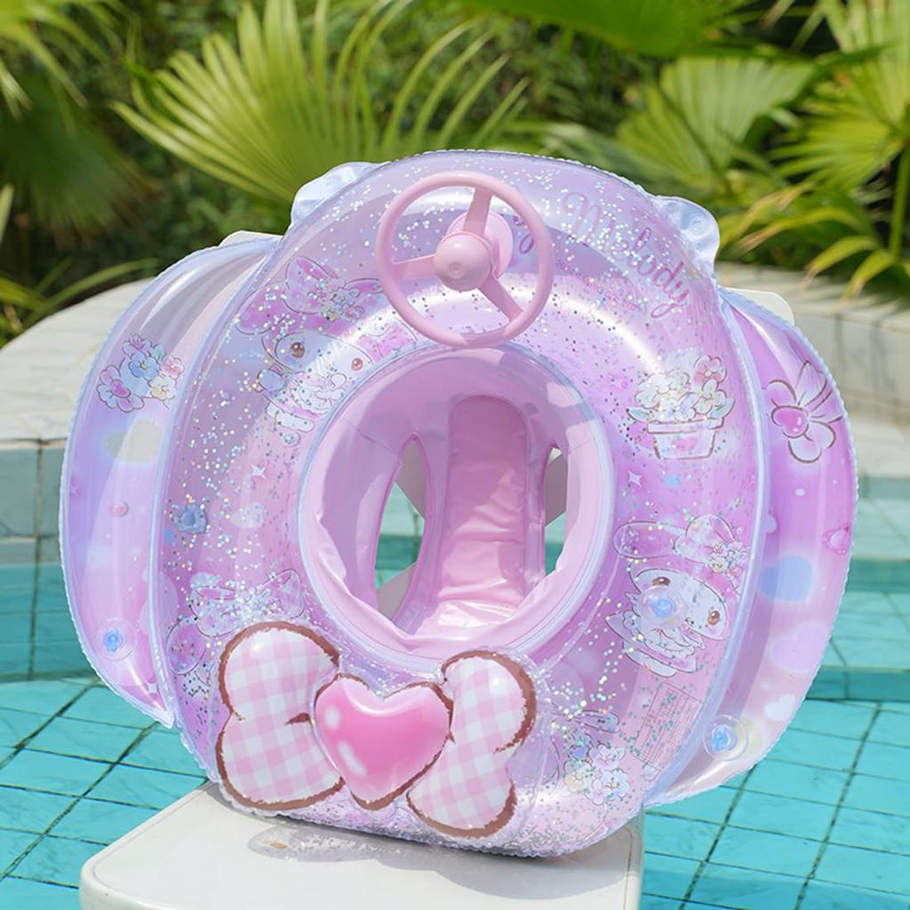 Deniko Baby Float with Handle and Foot Hole, Sanrio Design, Strong Buoyancy, Cute Swimming Ring for Water Play, Pool, Beach, and Bath, Kids Boys and