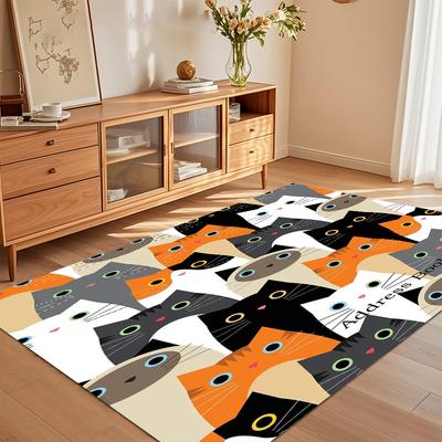 Home Carpets for Living Room Colorful Cat Collage Bay Window Rug Non-Slip Bedroom Floor Mat Children's Play Mat Gift Chair Rugs