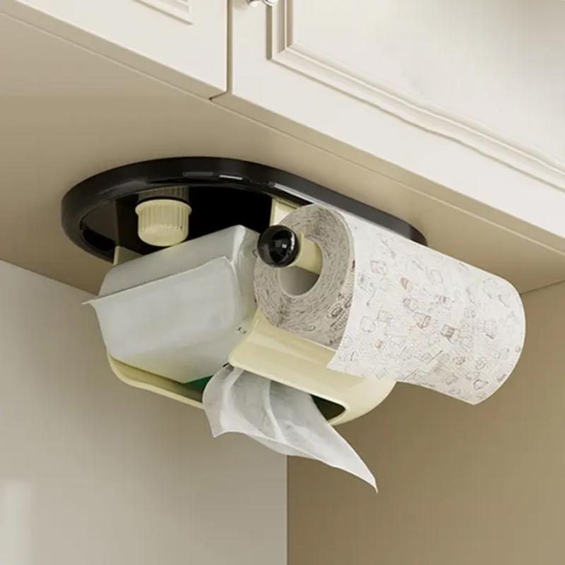 2-in-1 Saugnapf Taschentuchbox, Taschentuchbox für das Wohnzimmer, Frischhaltefolienhalter für die Küche, Bohrloser Aufbewahrungsbehälter für Tapete/Handtücher.+