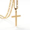 Edelstahl Kreuz Anhänger Halskette Herren Damen Vergoldete Titan Kette 5mm Breite 31-40cm Verstellbare Länge