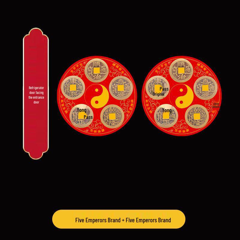 Five Emperors Coins Refrigerator Magnet: Pure Copper Bagua Pendant for Doorway or Bedroom Threshold