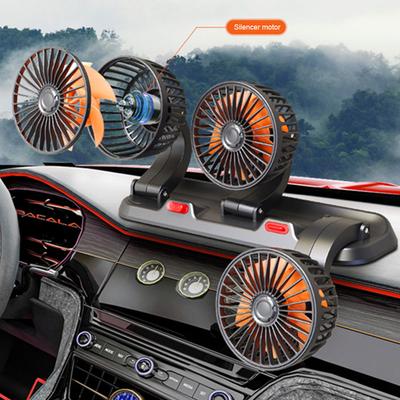 Prenosný chladiaci ventilátor do auta s 3 hlavami, 360° nastaviteľný, 5V/12V/24V, elektrický ventilátor do automobilu pre palubnú dosku SUV Obytný automobil Nákladné auto
