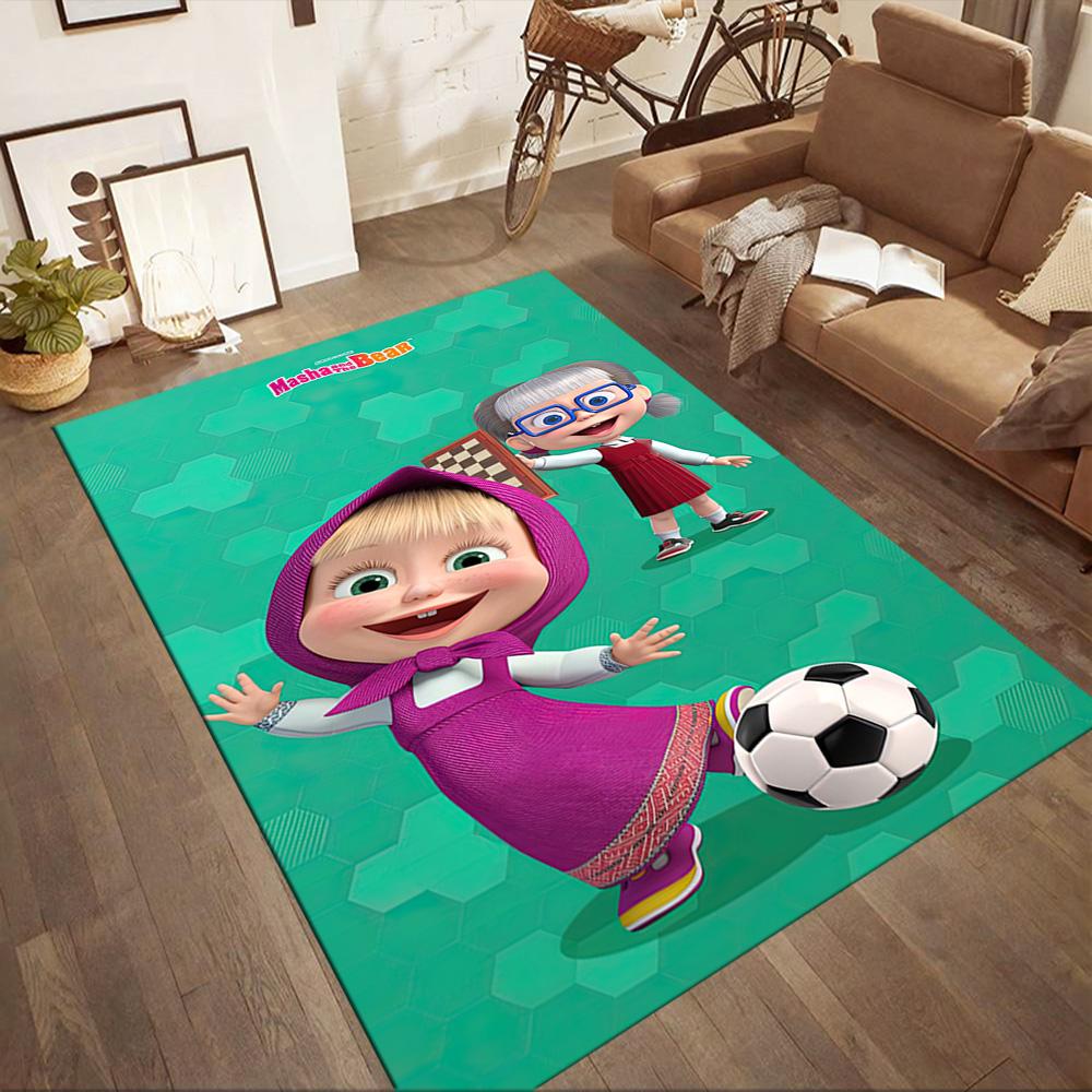 Masha Bear Area Rug Suitable for Balcony Playrooms Kitchen Dining Room Anti-slip Rug Anime Office Decor Spiritual Gift