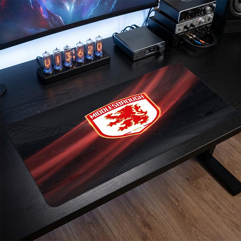 Middlesbrough FC Theme Pattern Mouse Pad, Soccer Logo Design XXL Gaming Desk Mat Non-Slip Computer Mouse Pad