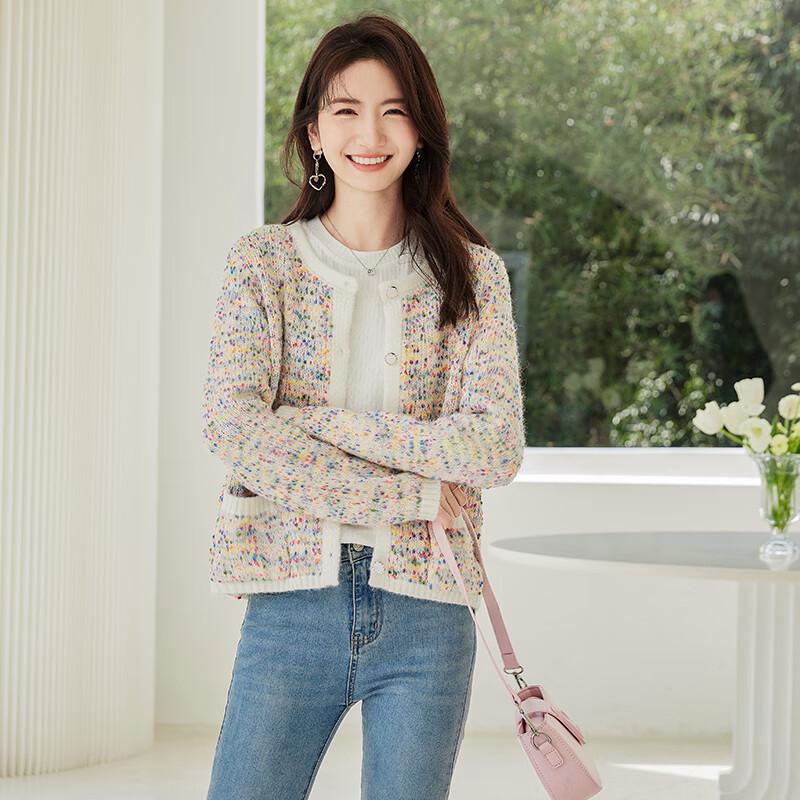 VICTORIA&VERA Women's Floral Print Long Sleeve Knit Top