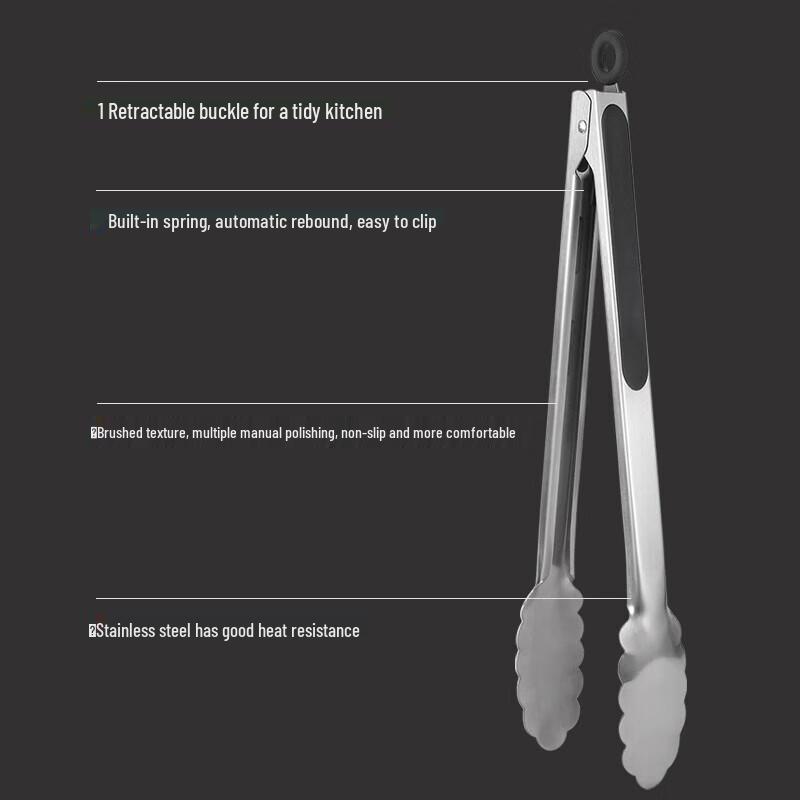 Pabei 7-Inch Mini 430 Stainless Steel Food Tongs