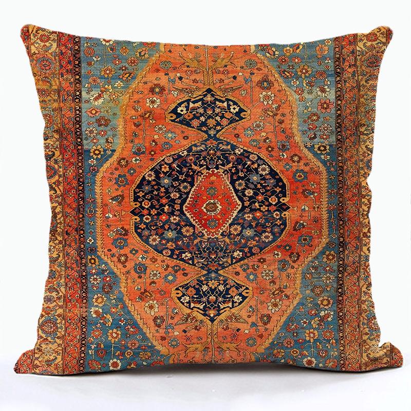 Bohemian Vierkante Linnen Kussensloop Decoratieve Plaid Kussenhoes Voor Bank Huisdecoratie 450*450mm