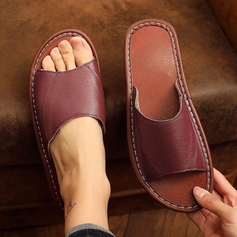 Unisex Echtleder Rindsleder Hausschuhe: Rutschfest, Bequem, Lässig und Kühl für Alle Jahreszeiten