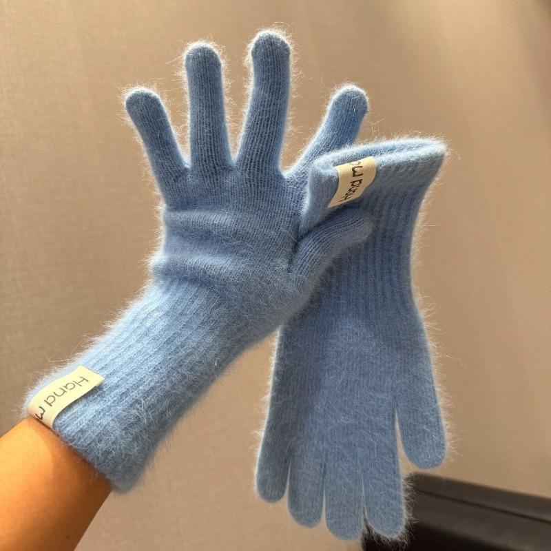 Wind Rabbit Plush Cute Warm Knitted Wool Gloves Long Girl Pink Thickened Soft Cold-proof