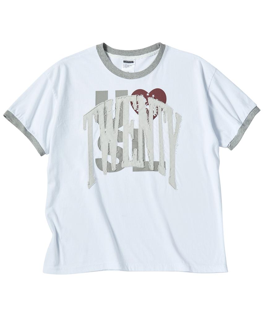 Eontaiteulseoul Untitled Drip Applique Ringer Crop Short Sleeve White