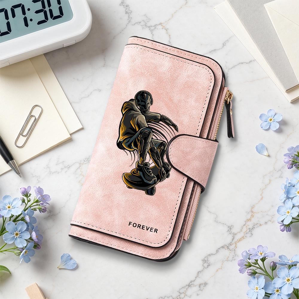 Skate Pattern Long Wallet Multi Card Holder Purse Fashion Forever Leisure Wallet