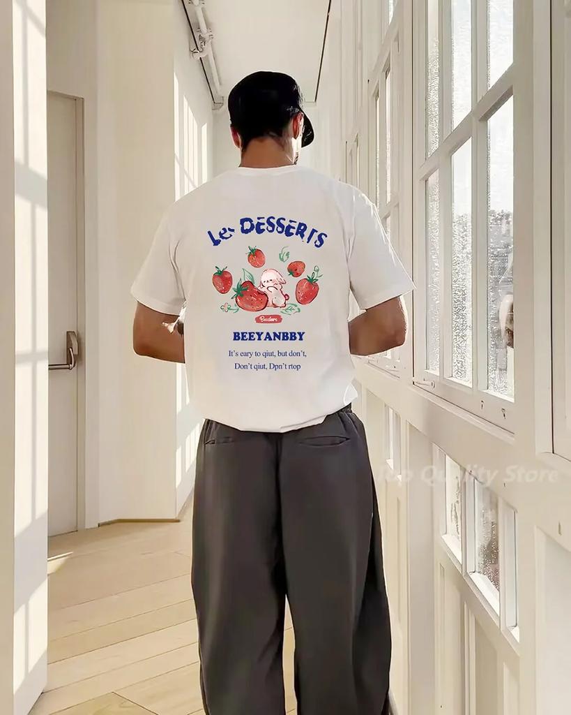 Sommermode Schweres Retro-T-Shirt für Herren mit englischen Buchstaben, 100 % Baumwolle, bedruckt, Rundhalsausschnitt, hochwertiges Casual Fitness Street