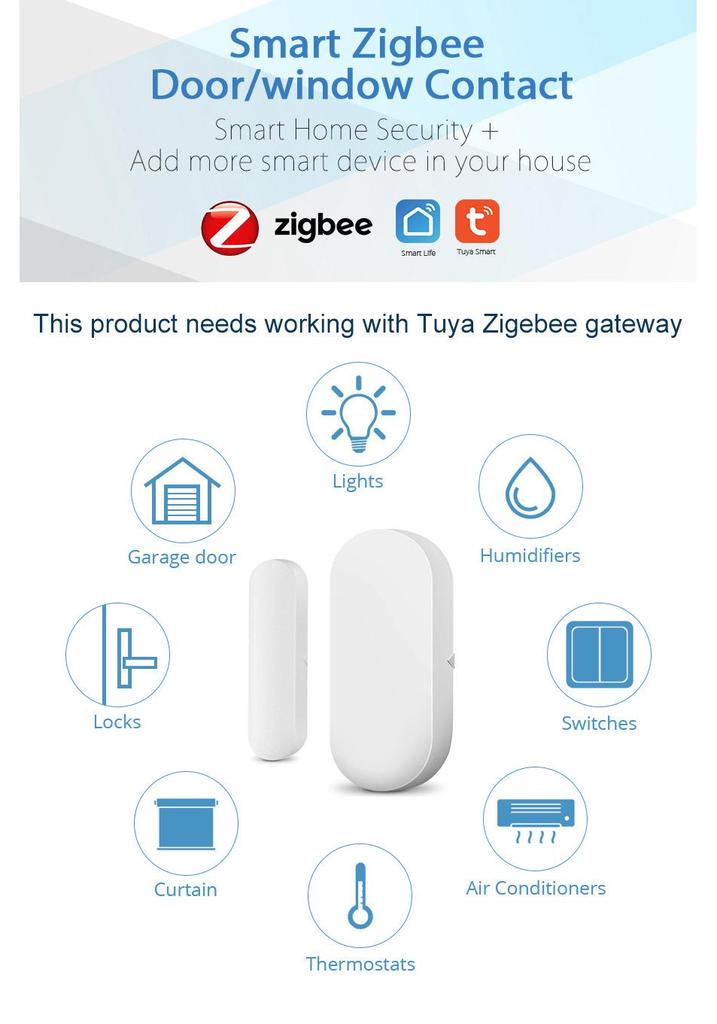 Graffiti Smart Zigbee Door/Window Magnetic Sensor with Remote Alarm & Tuya App Integration