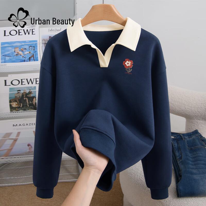 Women's Loose Polo Collar Sweatshirt