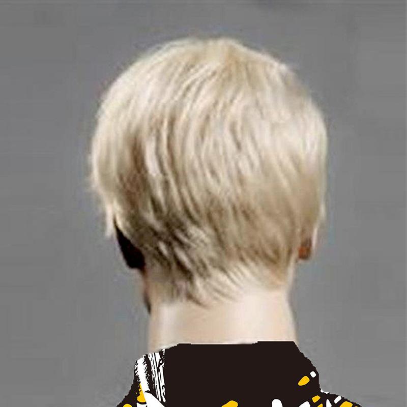 Pánské krátké paruky Světlé blond vlasy Syntetická paruka s ofinou Halloween kostým Cosplay Paruka pro denní použití Přírodní tepelně odolná paruka