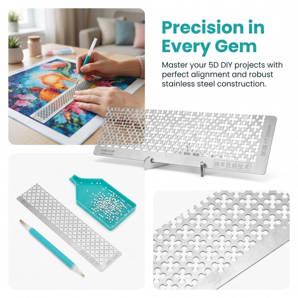 Stainless Steel Mesh Ruler 3 Sizes Precise Scale Plum Blossom Measuring Tool Polished Edge Craft Positioning Ruler