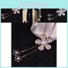 Elegant Korean Style Long Necklace With Floral Pearl Pendant For Women Fashion