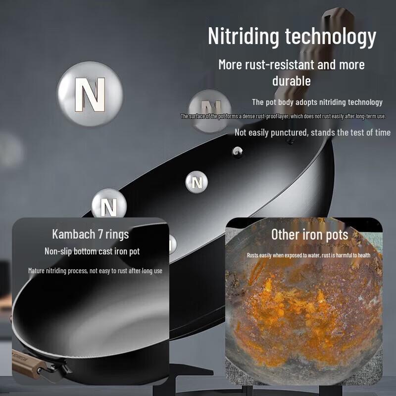 32cm Nitrided Cast Iron Wok