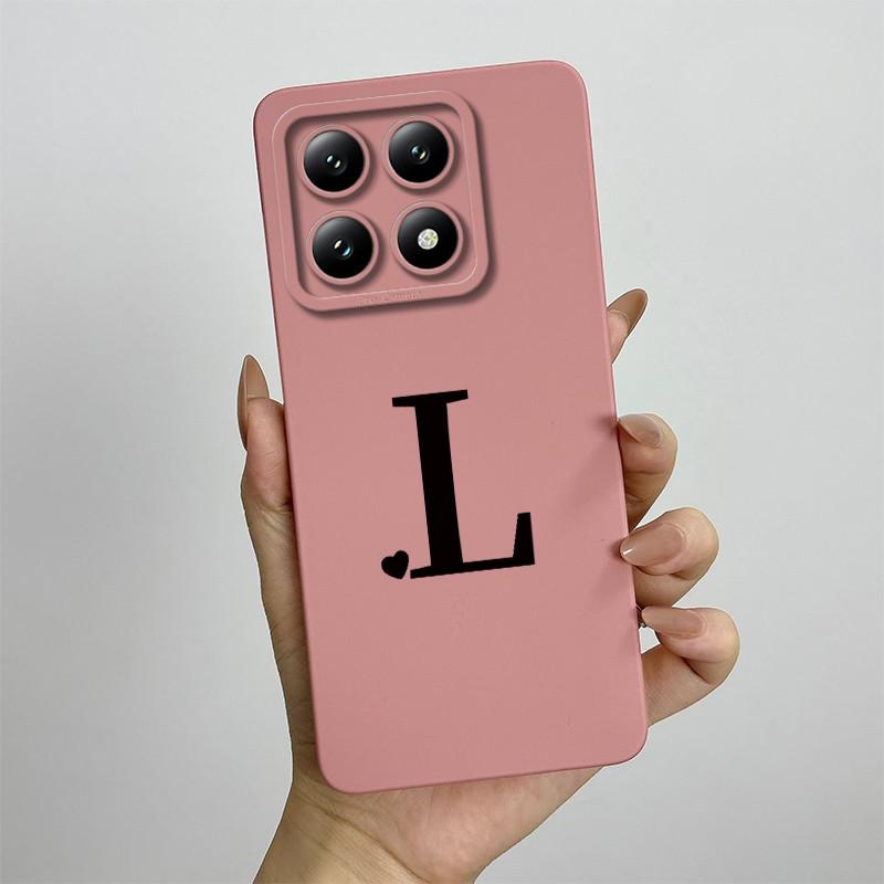 For Xiaomi 14T Pro Case Xiaomi 14T Pro Cover Mi 14T Pro Luxury Initial Letters Square Phone Case Matte Shockproof TPU Back Cover