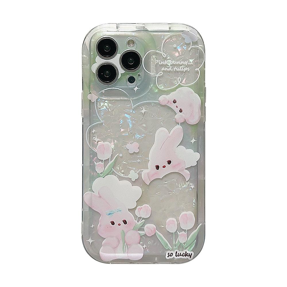 Ins Shiny Bunny Soft Silicone Cute Shell Rabbit Phone Case For Iphone 11 12 Promax 13 14 Pro Max Plus Cartoon Back Cover Capa