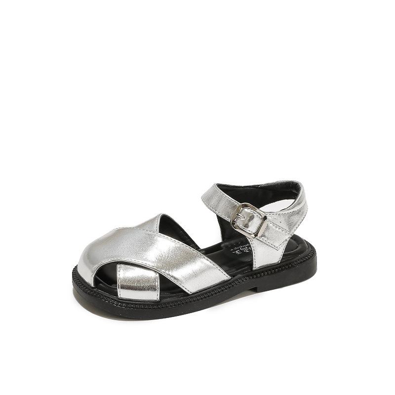 Size 26-37, Girls' Sandals 2025 Summer New Bag Head Shoes, Children's Bag Head Rome Leisure Beach Classmates