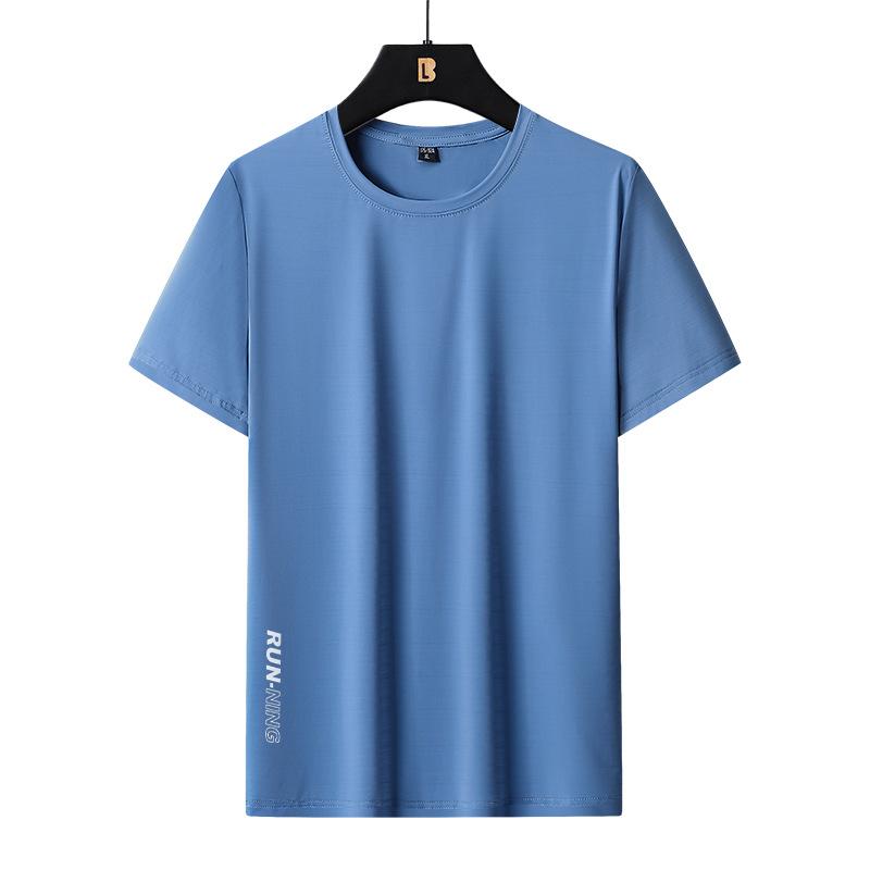 Pánské letní ležérní krátký rukáv jednobarevný kulatý límec plus velikost volné tričko pánské prodyšné sportovní rychleschnoucí tričko