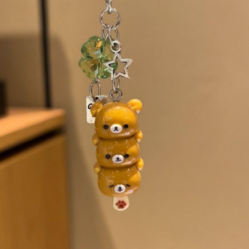 

Cute Bear Phone Charms Pendant Kawaii Anime Keychain Accessories For Keys Schoolbag Bestie accessory pendant помаранчевий