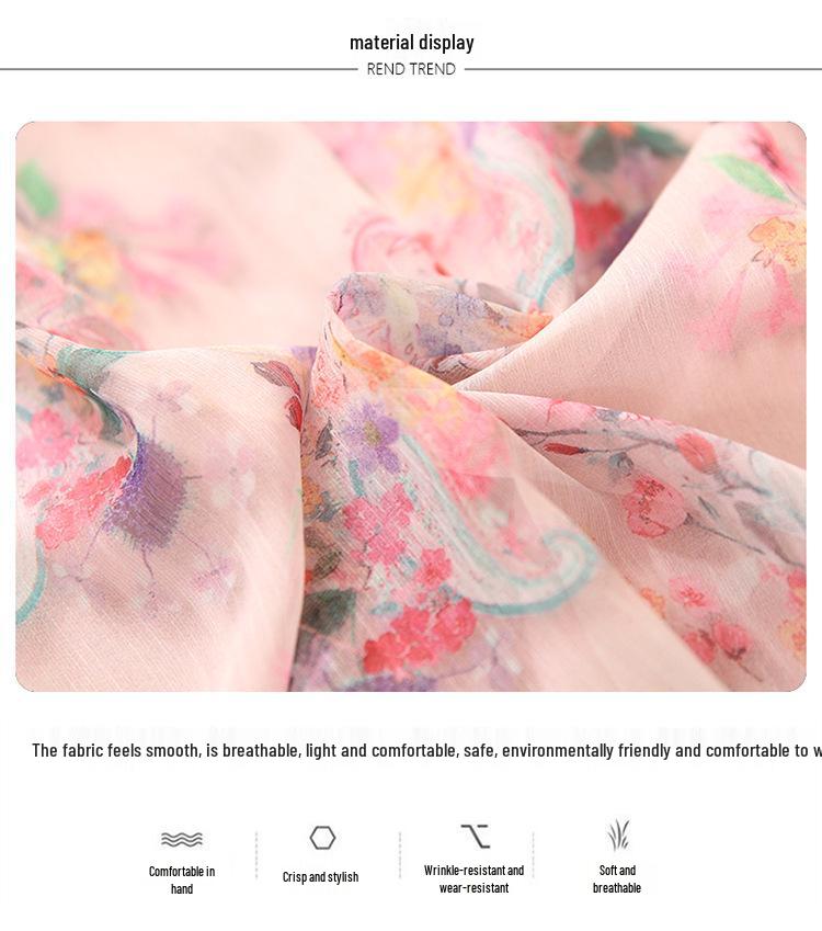 Elegant Floral Silk Summer Dress for Middle-Aged Women - 2026 Beach Vacation Style