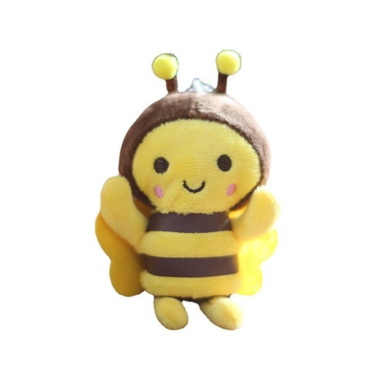 Cute Miniature Bee Plush Toy Charm In Yellow For Bags And Keys