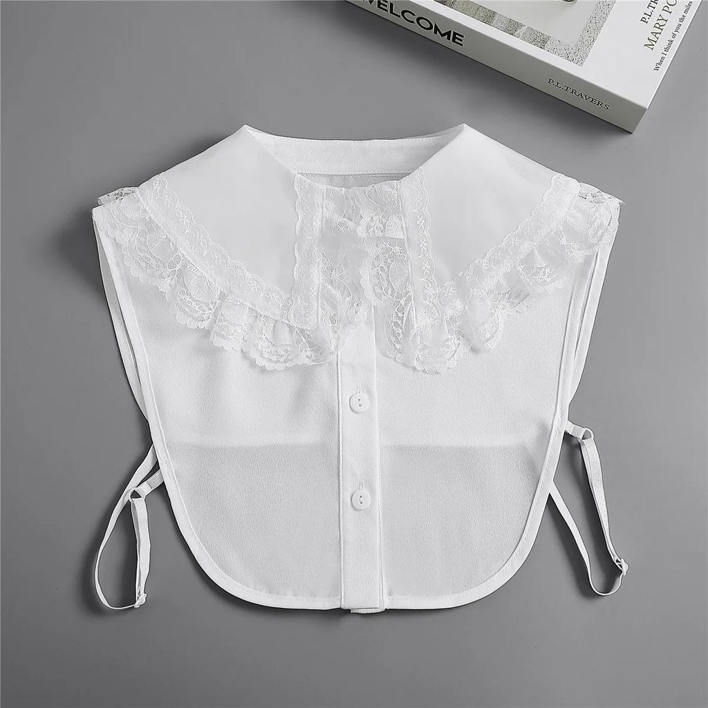Perfect Match Women Lace Cotton Fake Collar Detachable Collar Vintage Shirt Blouse Top Ladies Big Mesh False Blouse Collar Half Shirt