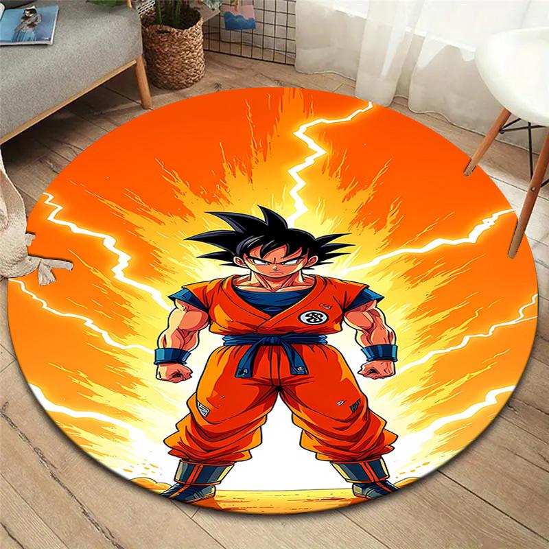 Son Goku Round Area Rug Carpet Rug For Living Room Bedroom Sofa Playroom Decor Nonslip Floor Mat
