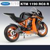 Welly 1/10 KTM 1190 RC8 R Alloy Sports Motorcycle Model Simulation Metal Toy Street Racing Motorcycle Model Collection Kids Gift