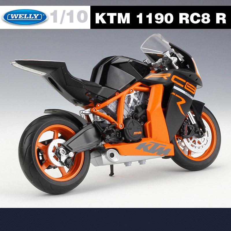 Welly 1/10 KTM 1190 RC8 R Alloy Sports Motorcycle Model Simulation Metal Toy Street Racing Motorcycle Model Collection Kids Gift