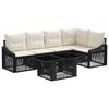 Garden Sofa Set 6 Pieces Black and Cream White Poly Rattan