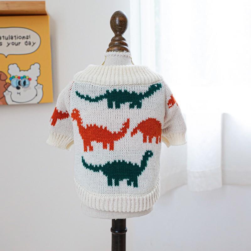 Pet Sweater Small Dogs Cats Colorful Dinosaur Design Winter Warm Clothes XS S M L XL
