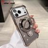 Clear Shockproof Plating Magnetic Magsafe Bracket Case For Iphone 17 Air 16 16E 15 14 Plus13 12 11 Pro XS Max XR Silicone Cover