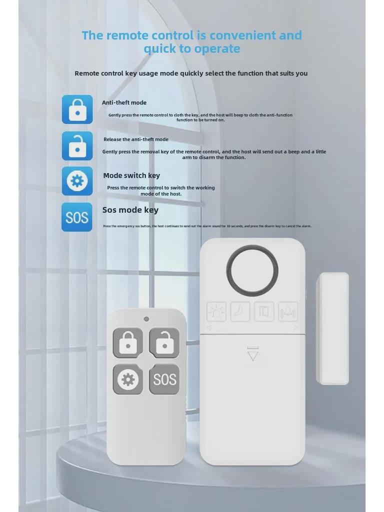 130dB Multi-Function Remote Control Door & Window Magnetic Alarm for Home Security