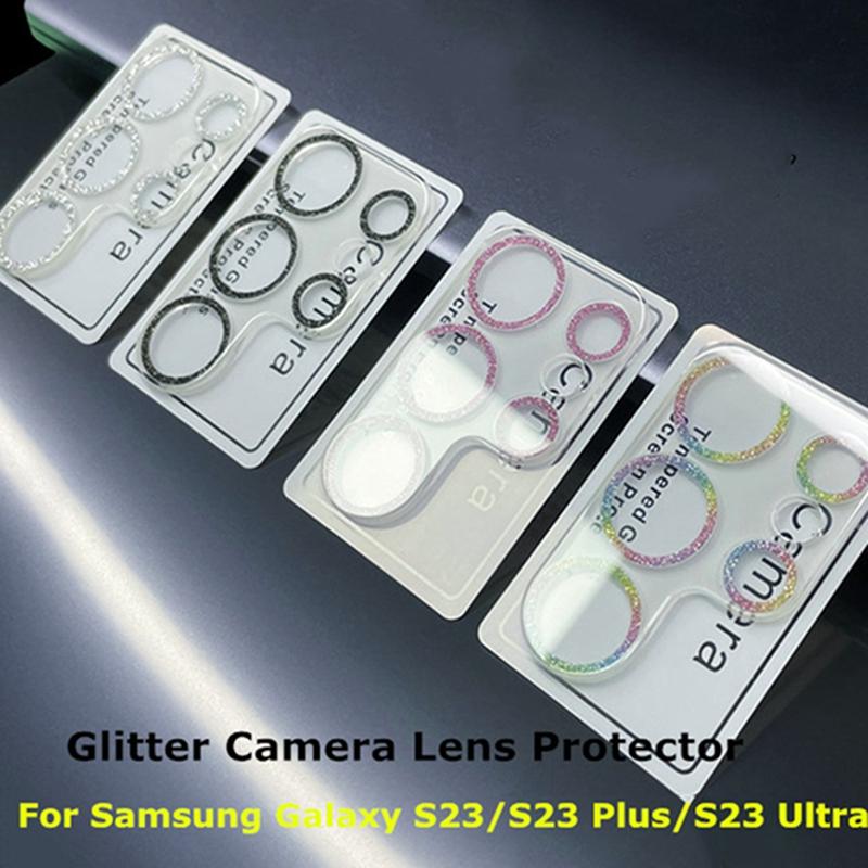 Samsung Galaxy S22 S23 S24 Plus / S22 S23 S24 Ultra Bling Ochranný prstenec objektivu fotoaparátu Tvrzené sklo
