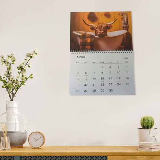 Highland Cow Calendar 2026 Scottish Cow Wall Calendar Hanging Monthly Planner Animal