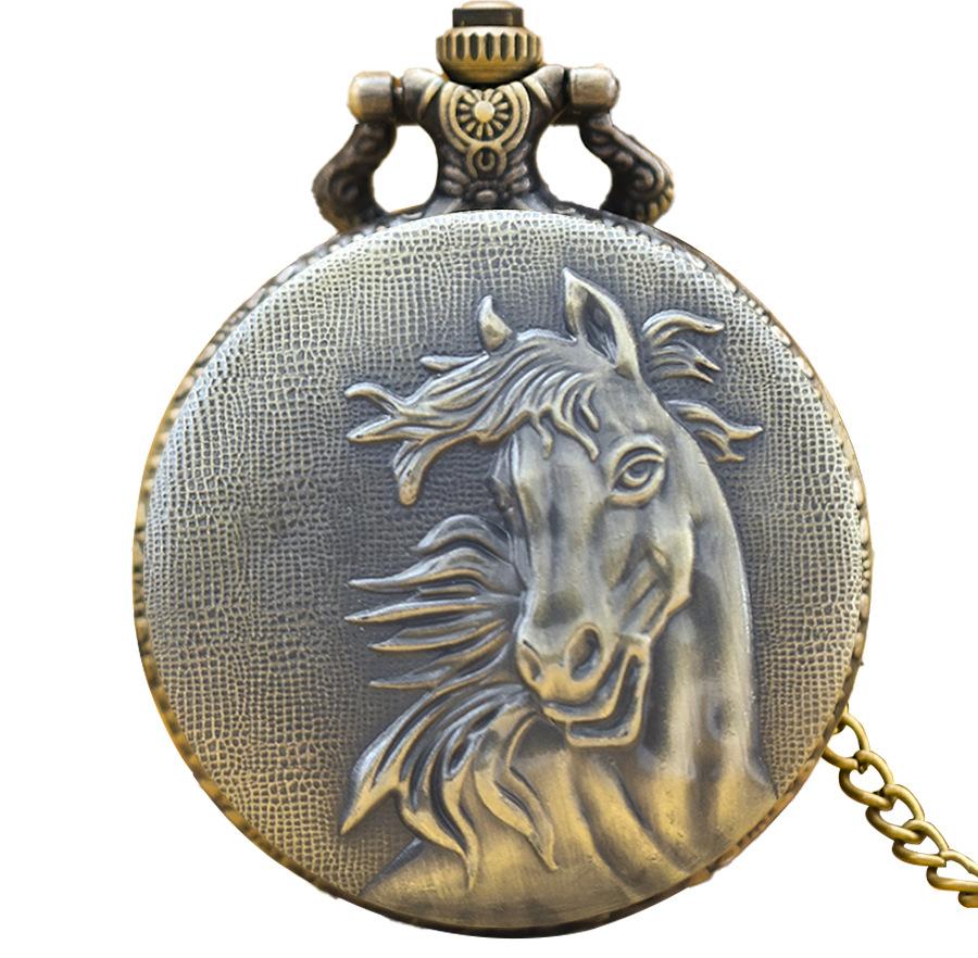 Classic Western Riding Cowboy Horse Quartz Pocket Watch Retro Men's Women's Necklace Pendant Gift