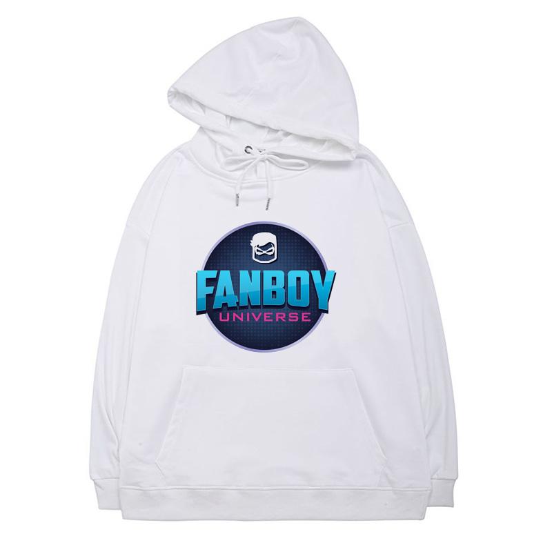 Buy Autumn Fanboy Universe Print Unisex White Hoodies Drawstring Pocket