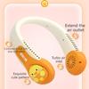 Neck Fan Cartoon Long Endurance Bladeless Neck Fan USB Rechargeable No Hair Twisting 3-Speed Strong Wind Fan for Kids & Adults