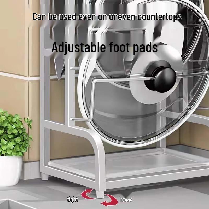 Stainless Steel Kitchen Pot Lid & Utensil Rack