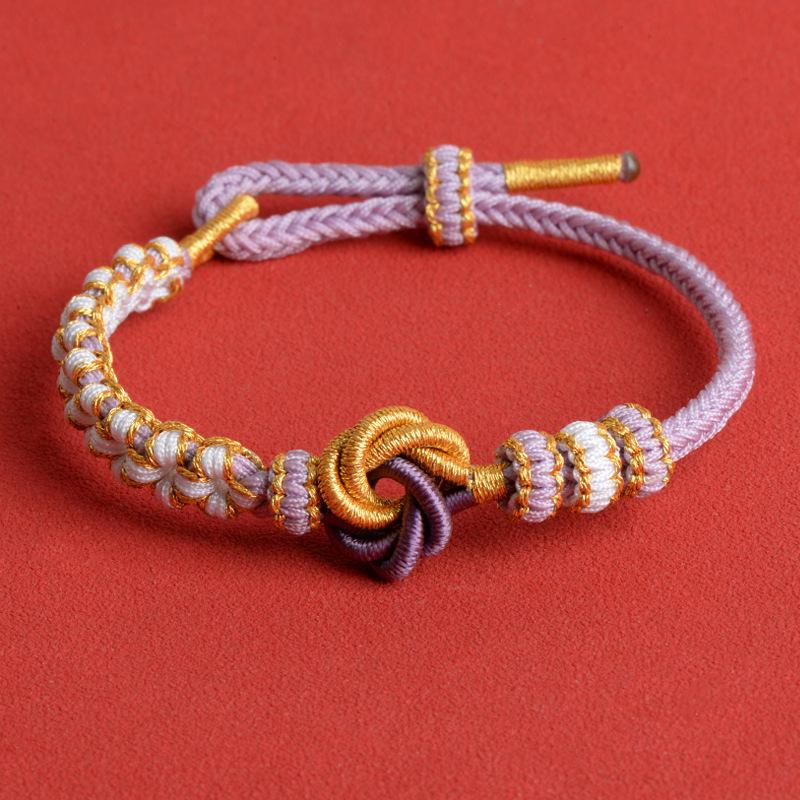 Bracciale Mandala Nodo Chang Rosa Fatto a Mano - Portafortuna Fai da Te Accessorio Gioiello con Corda Intrecciata