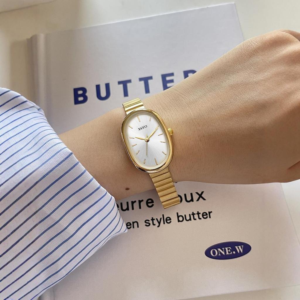 Retro Ovales Zifferblatt Stahlband Damen Koreanischer Stil Uhr