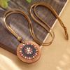 Bohemian Runder Holzscheiben-Anhänger Halsketten für Damen Ethnisch Bunt Öl-Tropfen Vintage Lederseil Halskette Damen Schmuck